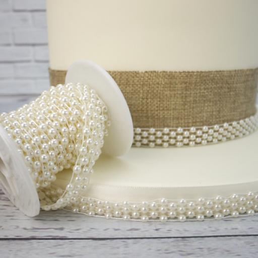 Ivory Pearl Band With 5 Rows -12mm x 1m