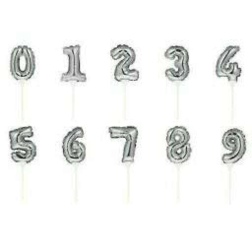 Silver Self Inflating No.9 Balloon Cake Topper 3.75 x 9"