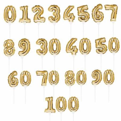 Gold Self Inflating No.9 Balloon Cake Topper 3.75 x 9"