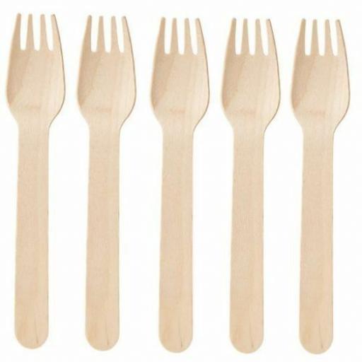 24 X Eco Friendly Disposable Wooden Forks Biodegradable Picnic Outdoor Cutlery