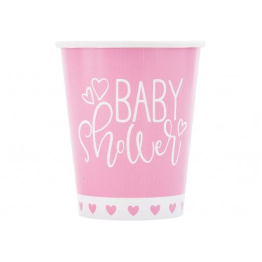 Pink Baby Shower Paper Cups 8pcs