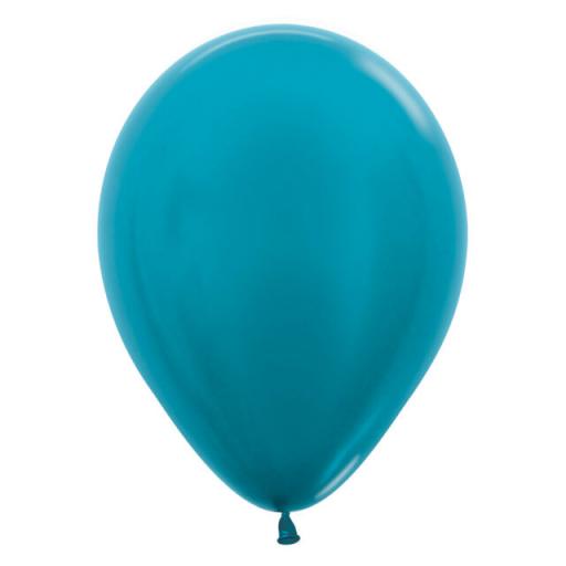 5 inch Turquoise Metallic Latex Balloons 100pk
