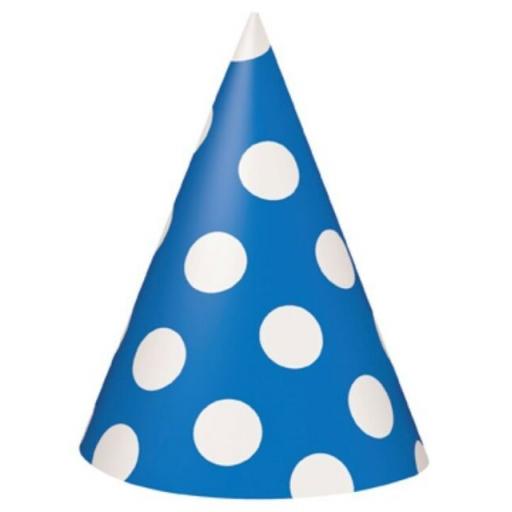 Royal Blue Polka Dot Hats x8