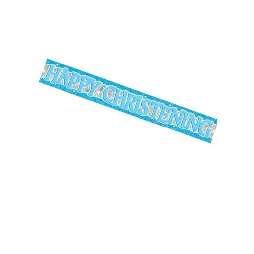 Blue Happy Christening Foil Banner Decoration