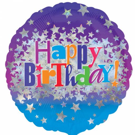 Happy Birthday Bright Stars Standard 18" Foil Balloons