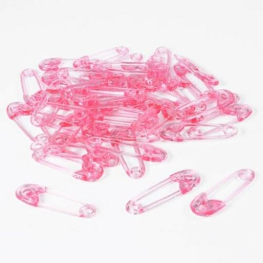 40 Pink Baby Pin Plastic Favours