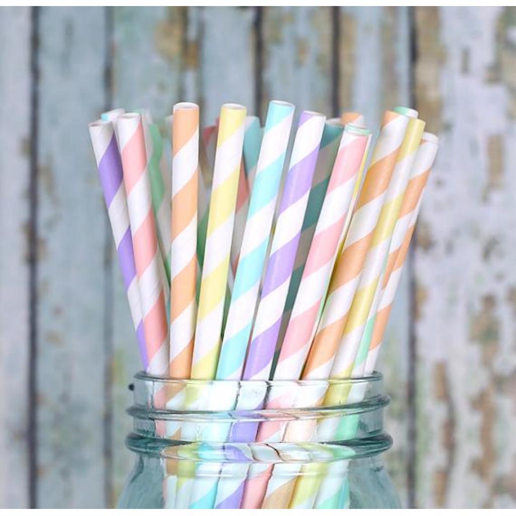 Pastel Jumbo Paper Straws Biodegradable 20pk 