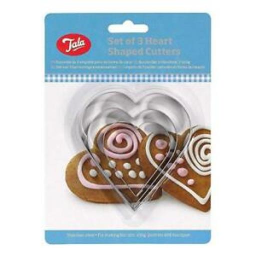 Tala Set Of 3 Heart Shape Cookie Cutters