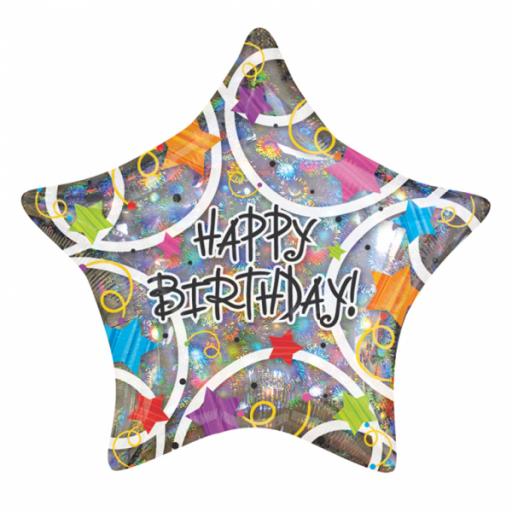 18" Happy Birthday Stars Standard Foil Balloons