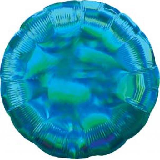 18" inch Cyan Iridescent Round Foil Balloons