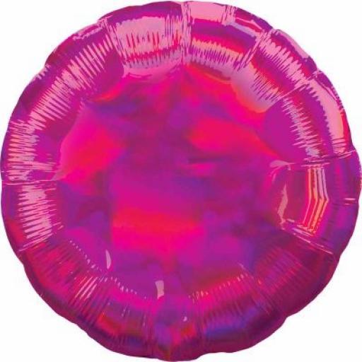 Iridescent Magenta Circle Foil Balloon 18"