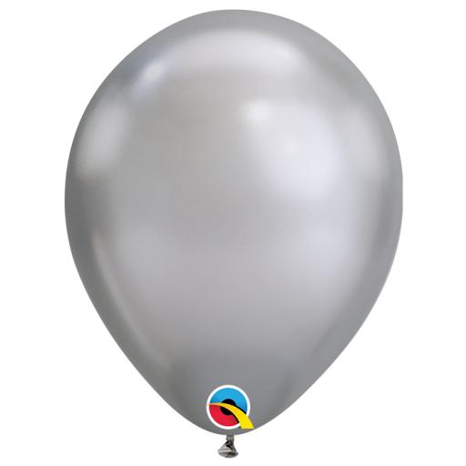7 inch Silver Round Chrome Latex Balloons 100pk