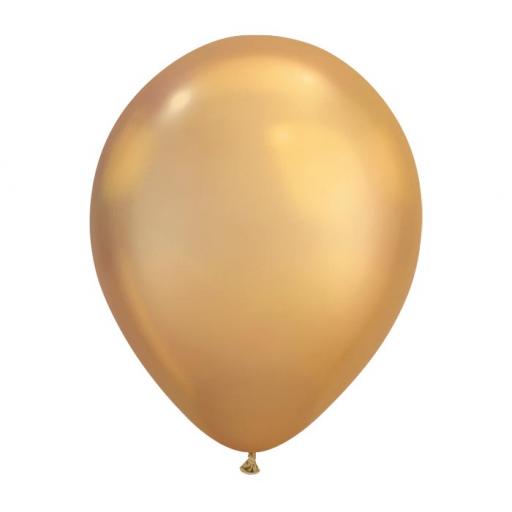 7 inch Gold Round Chrome Latex Balloons 100pk