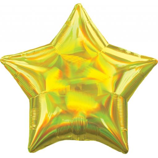 Iridescent Yellow Star Foil Balloon 18"
