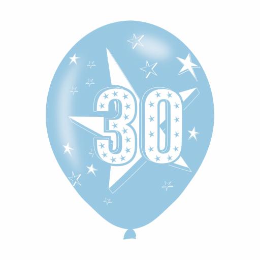 Age 30 Blue Latex Balloons 11"