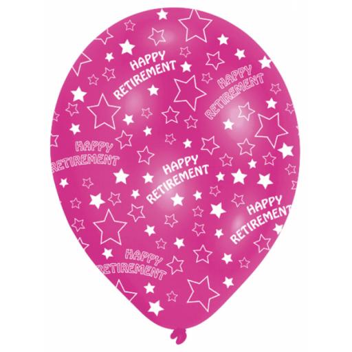 All Round Printed Happy Retirement assorted Colours Latex Balloons 11"