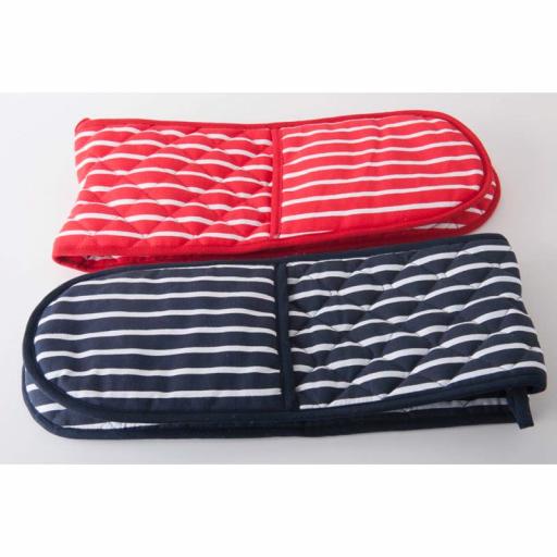 Butcher Double Oven Gloves Red & White Strips