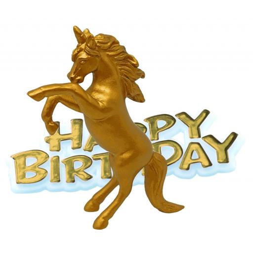Gold Unicorn Happy Birthday Resin Cake Toppers Party Decoration