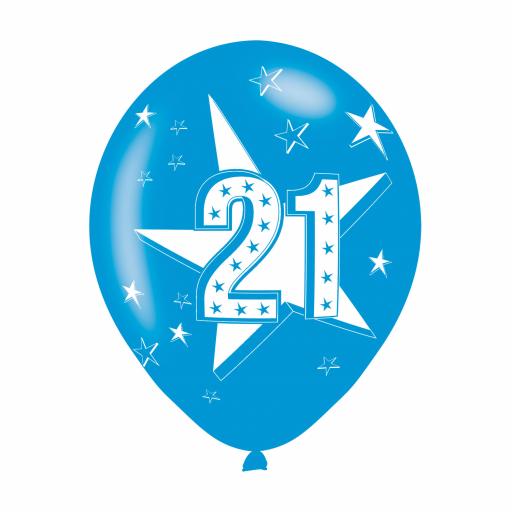 Age 21 Blue Latex Balloons 11"