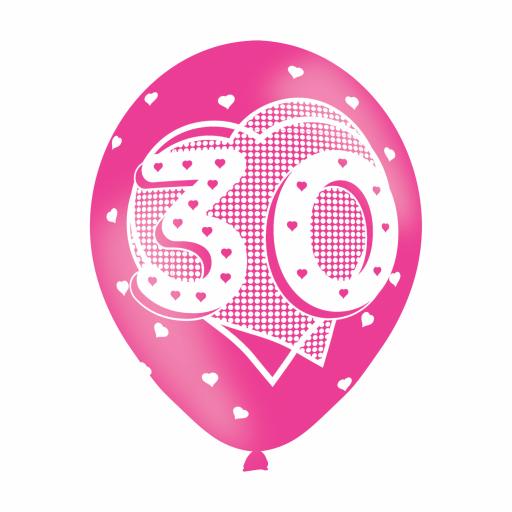 Age 30 Pink Latex Balloons 11"