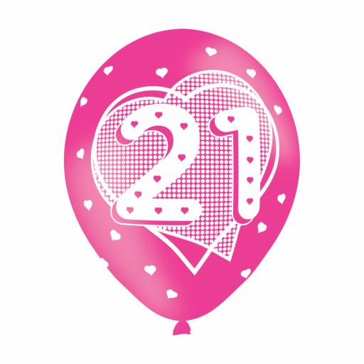 Age 21 Pink Latex Balloons 11"
