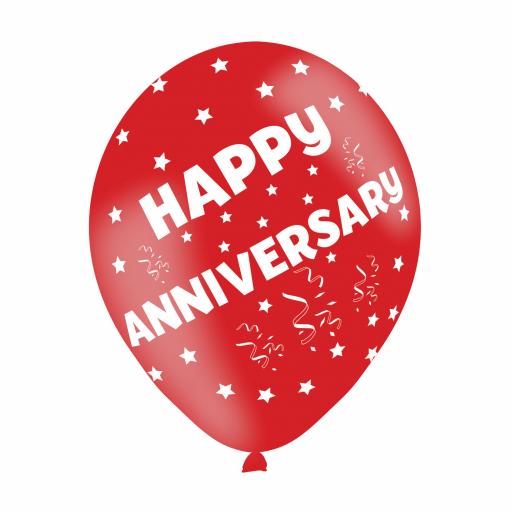 Happy Anniversary Assorted Colours Latex Balloons 11"