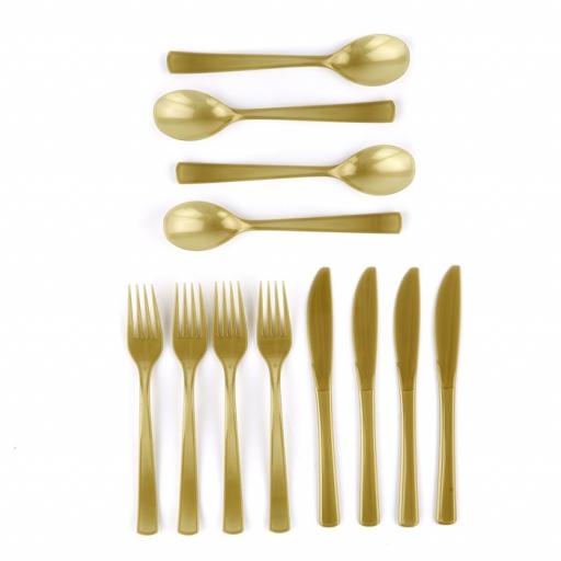 Gold Plastic Cutlery 18 pieces