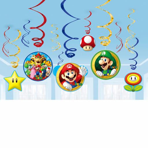 Super Mario Swirl Decorations - 6 PKG