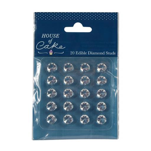 Edible Jelly Mini Diamond Studs - Clear Pack of 20