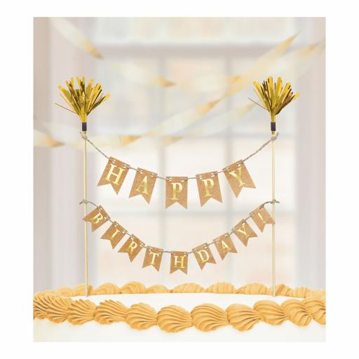 Gold Cake Pick Banners (23cm x 24cm)