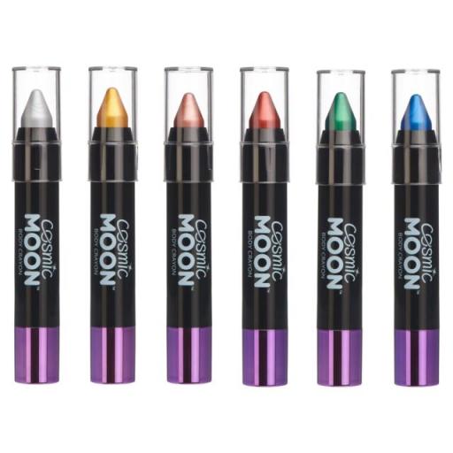 Moon Metallic Body Crayons Silver, Green And Red