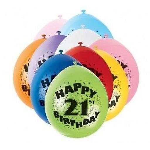 Happy 21st Birthday Anniversary Assorted Colour Latex Balloon 9"