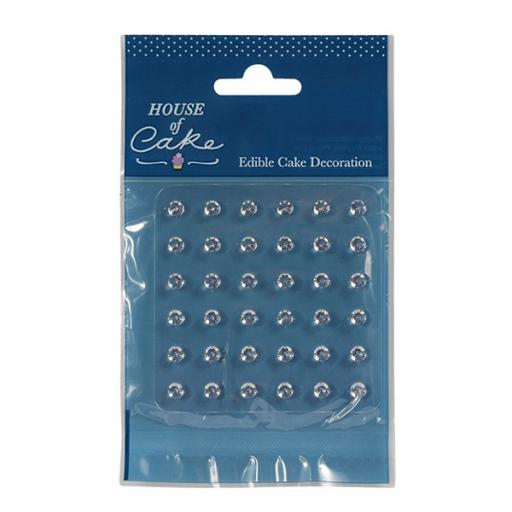 Edible Jelly Mini Diamond Studs - Clear Pack of 36