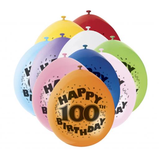 Happy 100th Anniversary Birthday Assorted Colours Latex Balloons