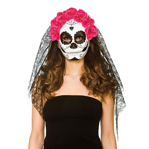 Day Of The Dead Halloween Mask With Veil