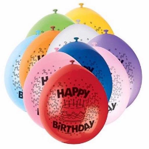 Happy 65th Birthday Anniversary Assorted Colour Latex Balloon 9"