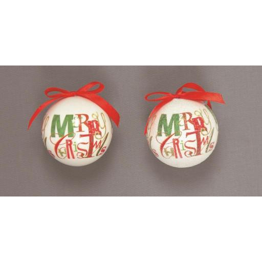 75mm Decoupage Baubles Merry Christmas