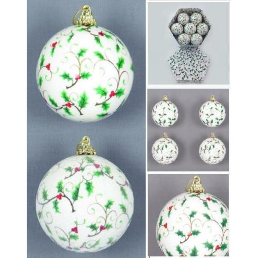 75mm Decoupage Baubles Holly Leaf