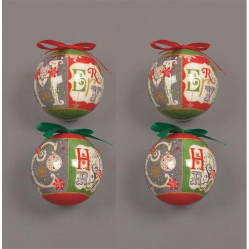 75mm Decoupage Baubles Christmas Tree Merry Christmas