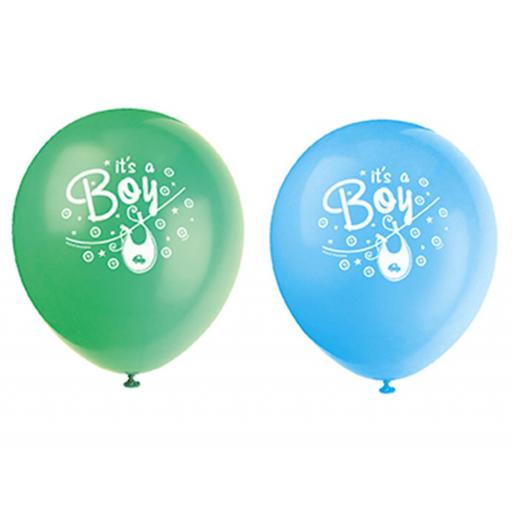 8 Blue Clothesline It's a Boy Helium Quality Balloons 12"