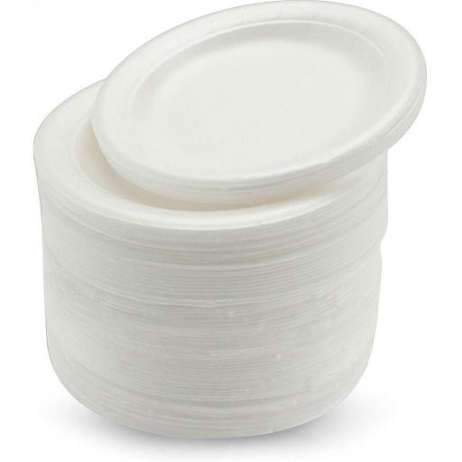 100 White Polystyrene Foam Disposable Plates 9"
