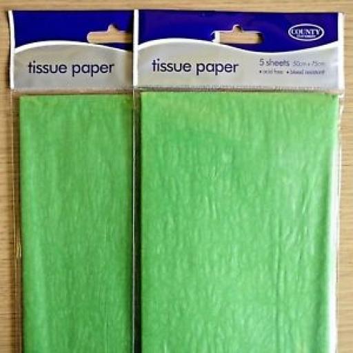Green Tissue Paper 5 sheets 50cm x 75cm
