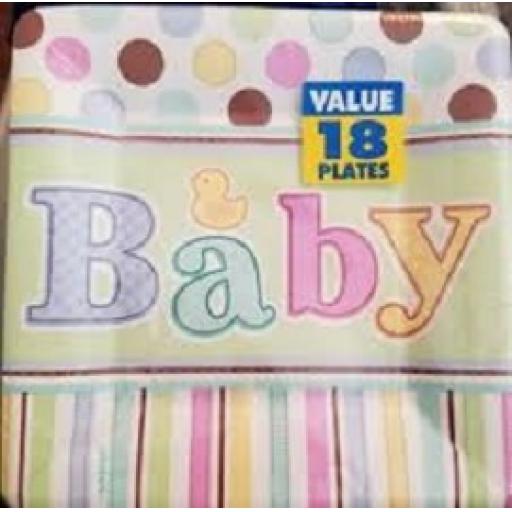 Baby Tiny Bundle Paper Plates Square 17.7 cm