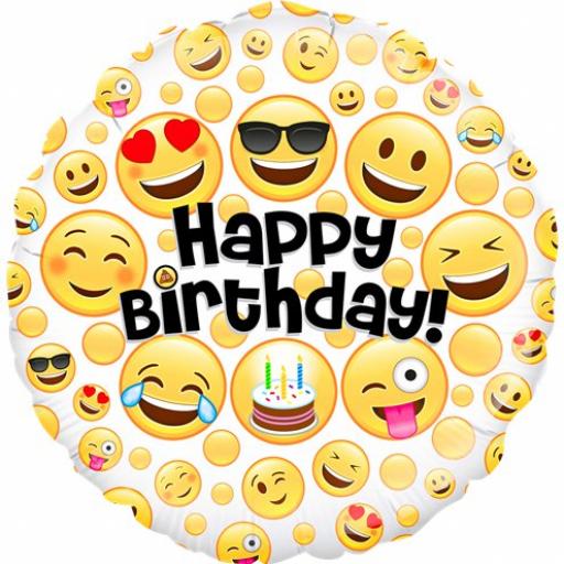 Emoji Happy Birthday Balloon - 18" Foil