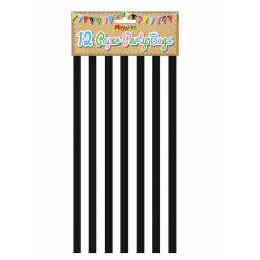 12 Black Stripe Paper Bags