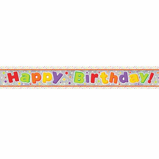 Happy Birthday Holographic Foil Banner 2.7m