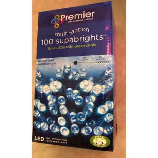 100 Multi action Blue LED LIGHTS 8 Metres