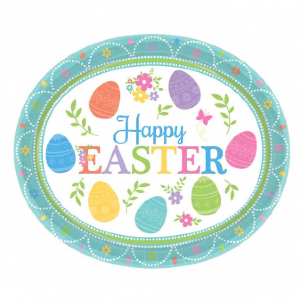 8 x Happy Easter Oval Shape Plates