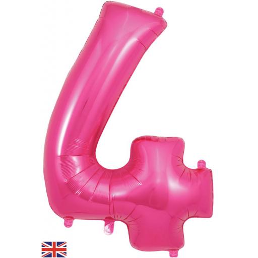 34" Number 4 Pink Foil Balloon