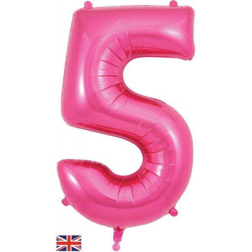 34" Number 5 Pink Foil Balloon